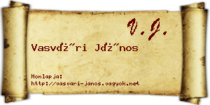Vasvári János névjegykártya